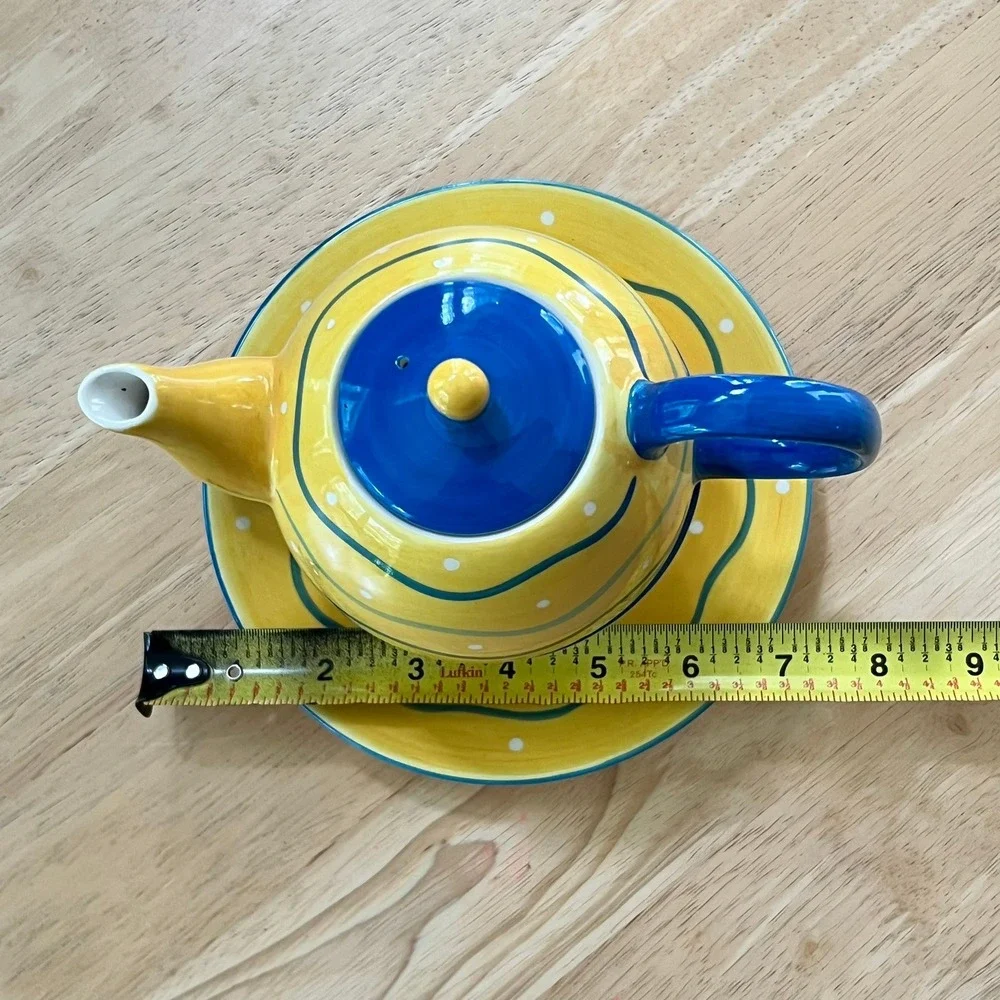 Trish Richman At Home International Tea For One Set Vintage 1990s Yellow Blue
